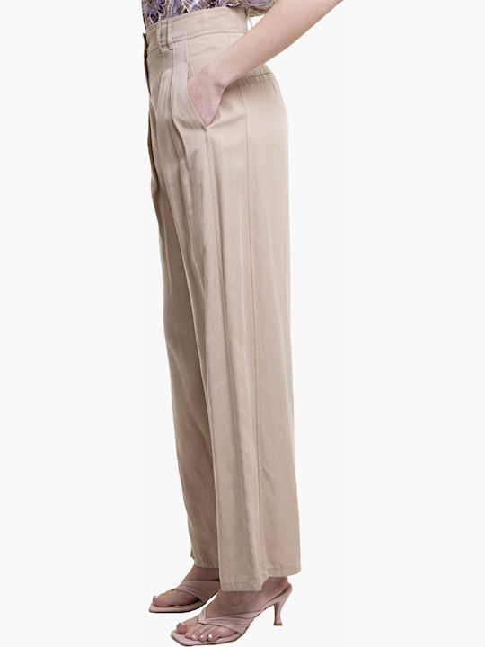 Women's Fabric Trousers Flare Beige