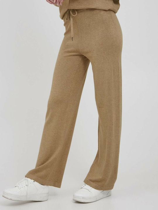 Women's High Waist Pantaloons with Rubber Band Beige