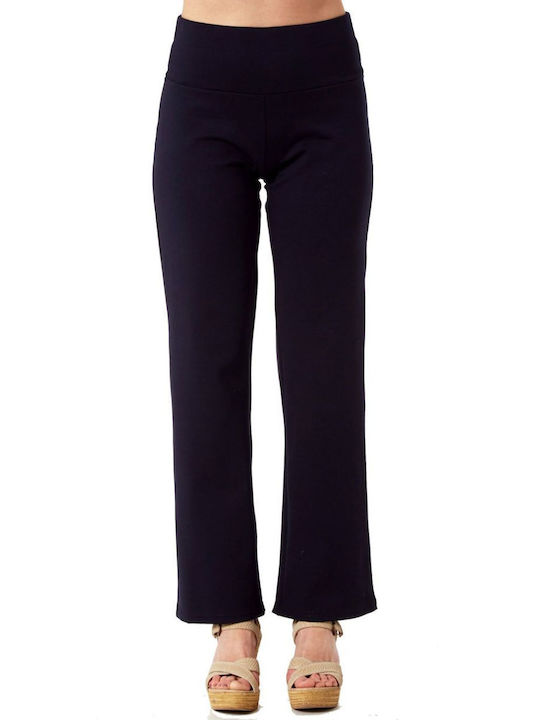 Anna Raxevsky Women's Fabric Trousers with Elastic in Straight Line Blue