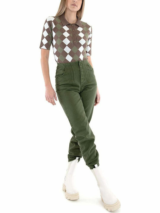 High Waist Women's Jean Trousers Khaki
