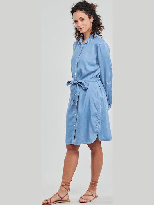 Mini Σεμιζιέ Φόρεμα Τζιν Γαλάζιο