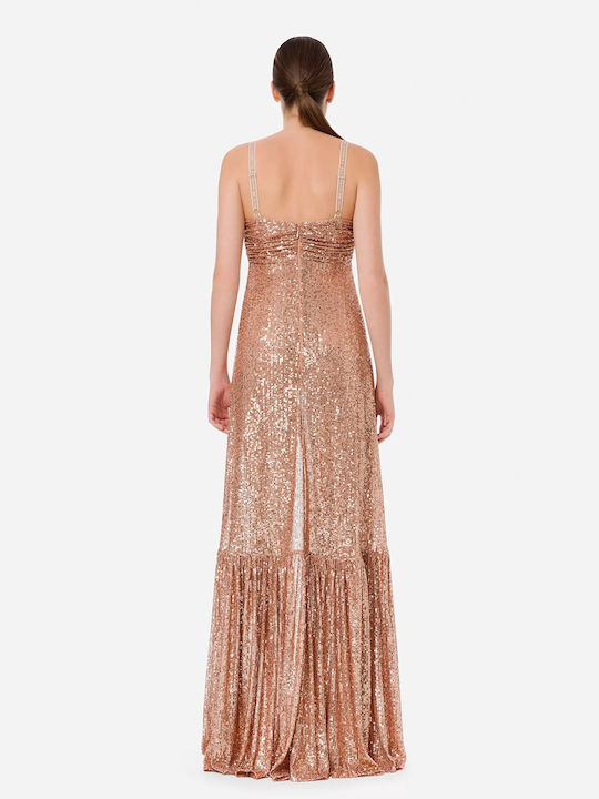 Elisabetta Franchi Maxi Abendkleid Trägerlos Gold