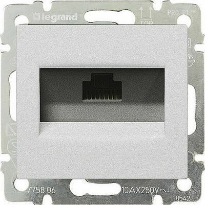 Legrand Valena Μονή Πρίζα Δικτύου RJ45 χωρίς Πλαίσιο Τύπου Cat6 σε Ασημί Χρώμα 770246