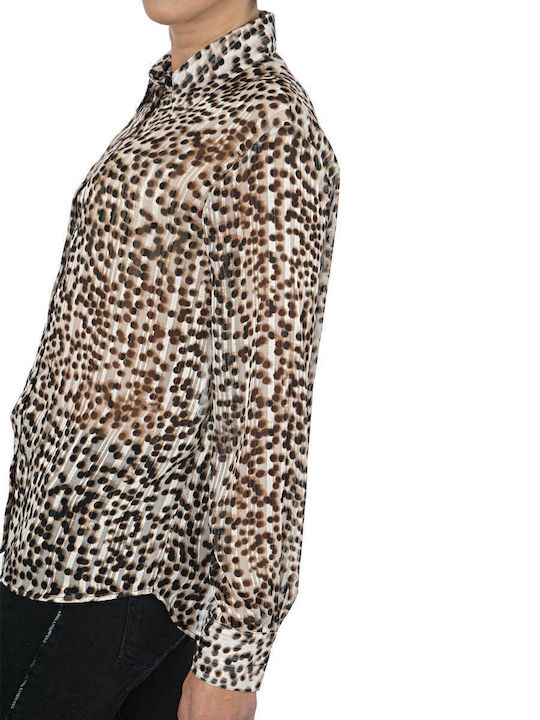 Smorzare Women's Polka Dot Long Sleeve Shirt Brown