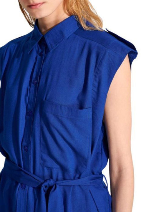 Ale - The Non Usual Casual Women's Monochrome Sleeveless Shirt Blue