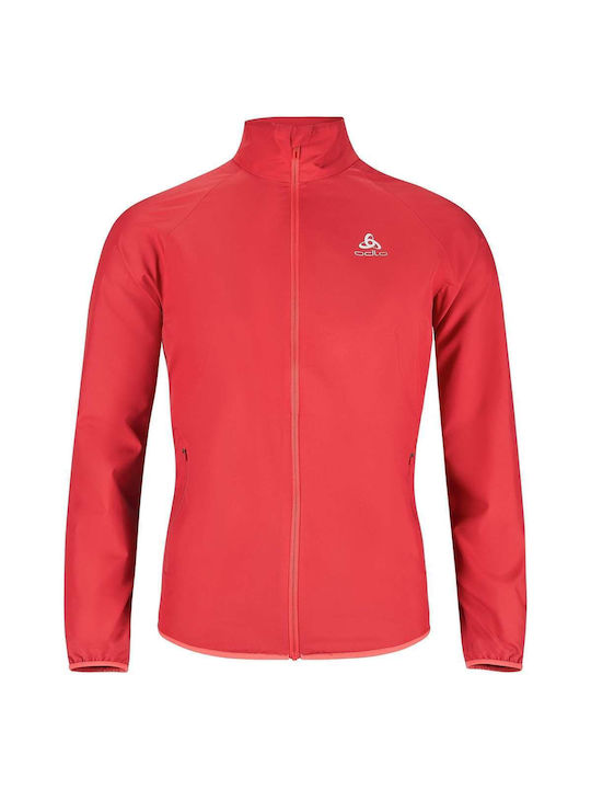 Odlo Light Women's Running Short Sports Jacket for Spring or Autumn Red