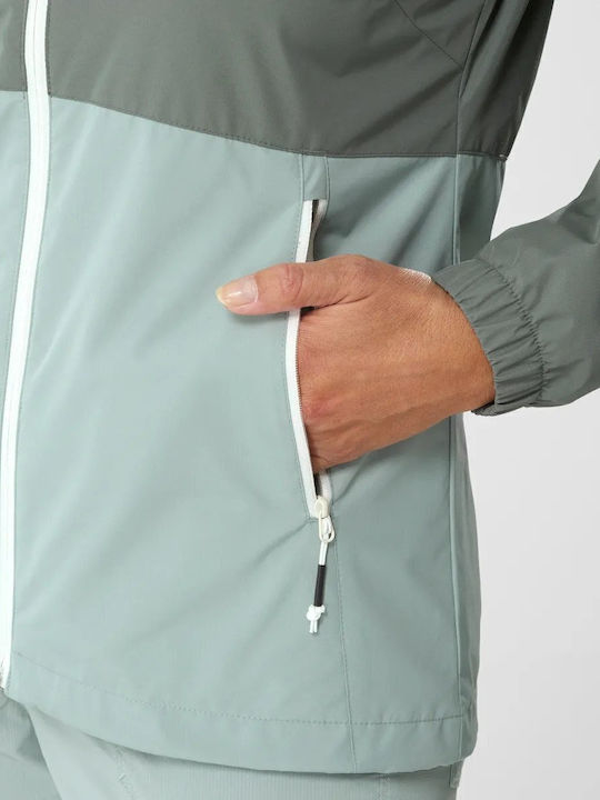 ACCESS W Women's for Hiking Short Puffer Jacket Waterproof for Winter with Hood Gray