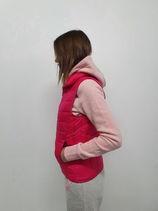 Explorer Kurz Damen Ärmellos Puffer Jacke für Winter Fuchsie