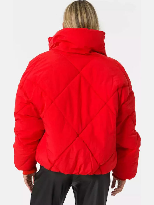 Kurz Damen Puffer Jacke Rot