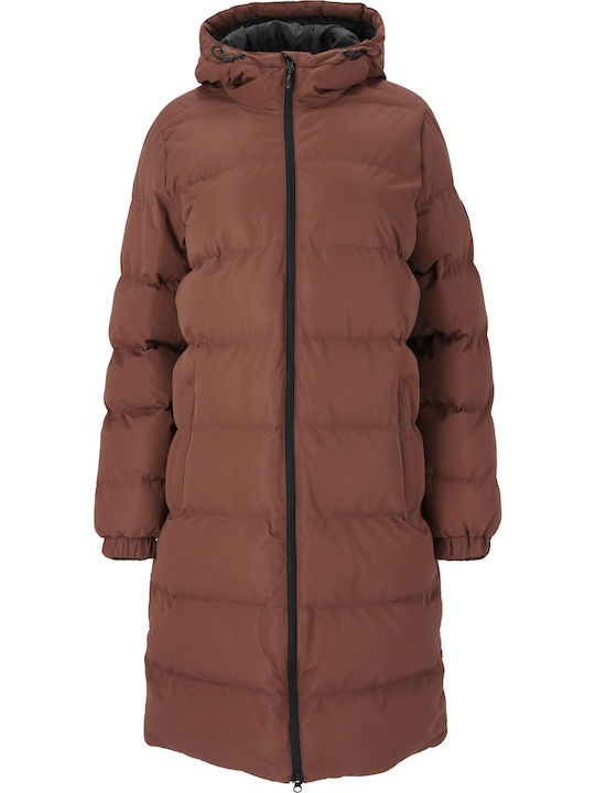 Lang Damen Puffer Jacke für Winter Braun