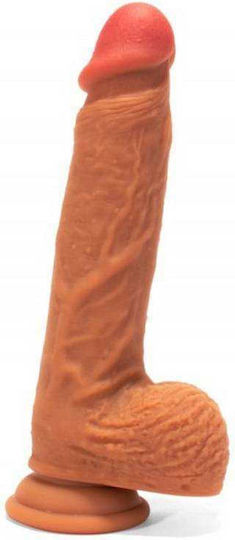 X-Men Dual Layered Dildo Realistic Dildo with Balls and Suction Cup Brown 22cm