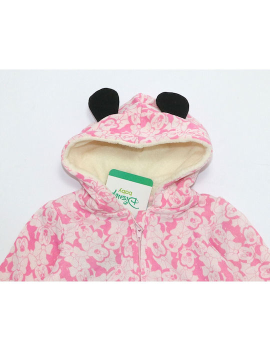 Disney Girls Fleece Hooded Sweatshirt with Zipper Pink