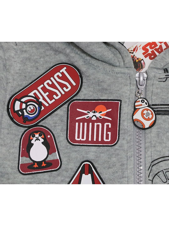Kids Sweatshirt Cardigan Fleece with Hood Gray Star Wars