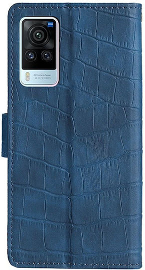 Skin Feel Crocodile Texture Buchen Sie Synthetisches Leder Blau (Vivo X60 Pro 5G)