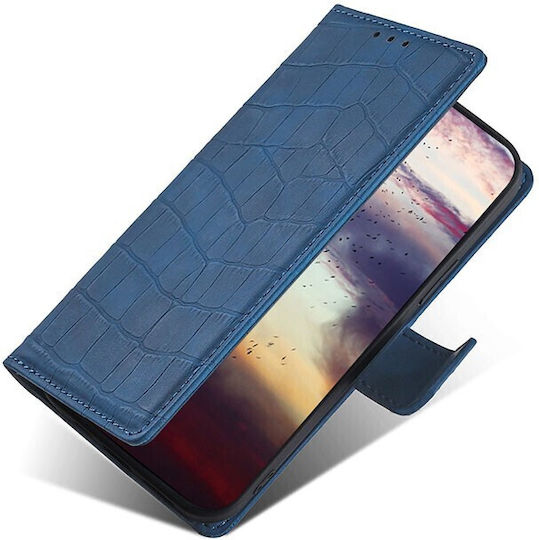 Skin Feel Crocodile Texture Buchen Sie Synthetisches Leder Blau (Vivo X60 Pro 5G)