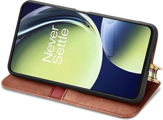Cubic Grid Book Synthetic Leather Brown (OnePlus Nord CE 3)