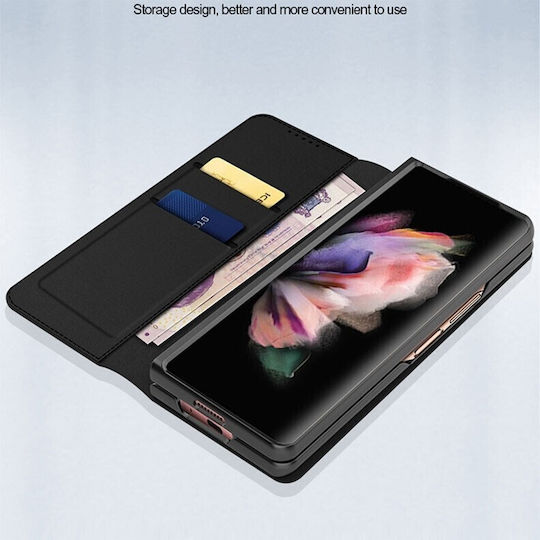 Split Type Horizontal Buchen Sie Synthetisches Leder Schwarz (Galaxy Z Fold4)