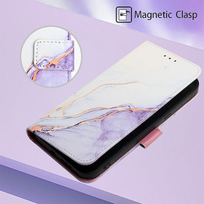 Marble Pattern Портфейл Изкуствена кожа Лилав (Redmi 10C - Редми 10С)