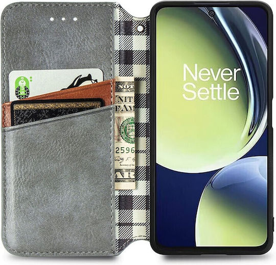 Cubic Grid Book Synthetic Leather Grey for OnePlus Nord CE 3