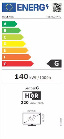 Hisense Smart Televizor 75" 4K UHD QLED 75E7KQ Pro HDR (2023)
