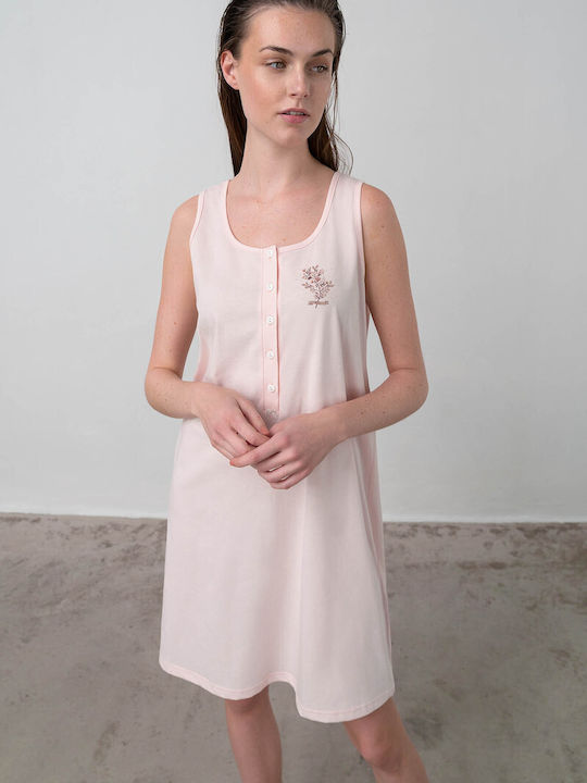 Vamp Summer Cotton Women's Nightdress Pink