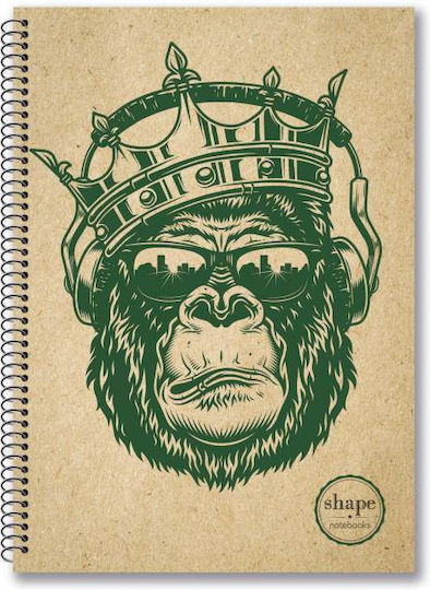 Shape Notebooks Spiral Caiet Cu dungi A4 2 de Subiecte Shape Gorillas Multicolor 1buc