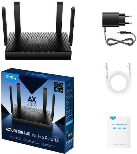 Cudy WR3000 v1 Ασύρματο Router Wi‑Fi 6 με 3 Θύρες Gigabit