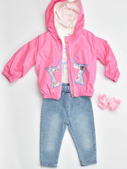 Potre Kinder Set mit Hose Sommer 3Stück Rosa