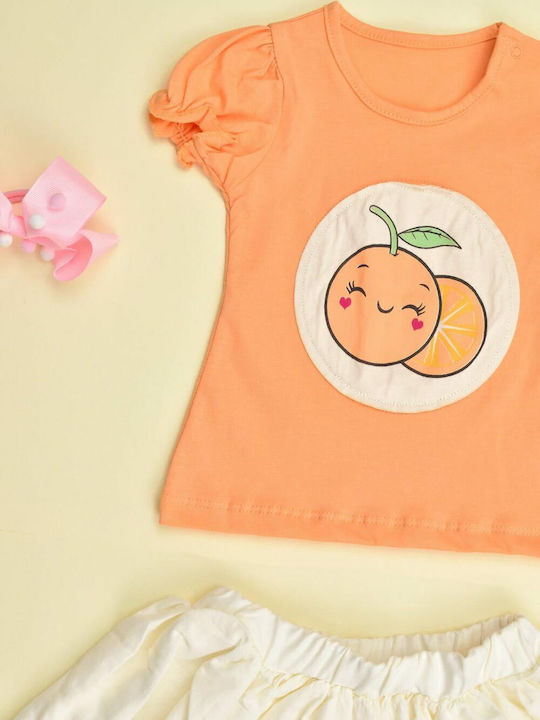 Kinder-Set mit Rock Sommer 2Stück Orange