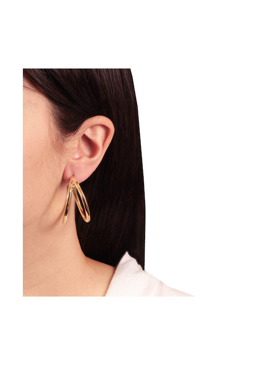 Abadianakis Earrings Hoops made of Silver Gold Plated