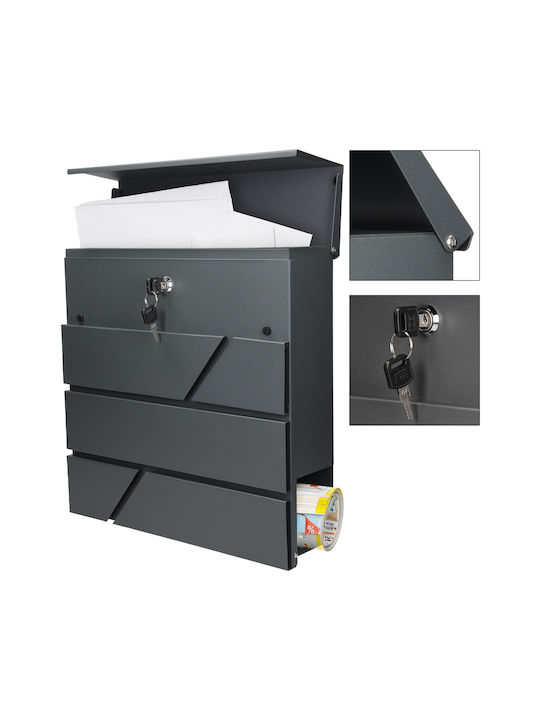 ML-Design Γραμματοκιβώτιο Εξωτερικού Χώρου Inox σε Γκρι Χρώμα 37x37x11cm