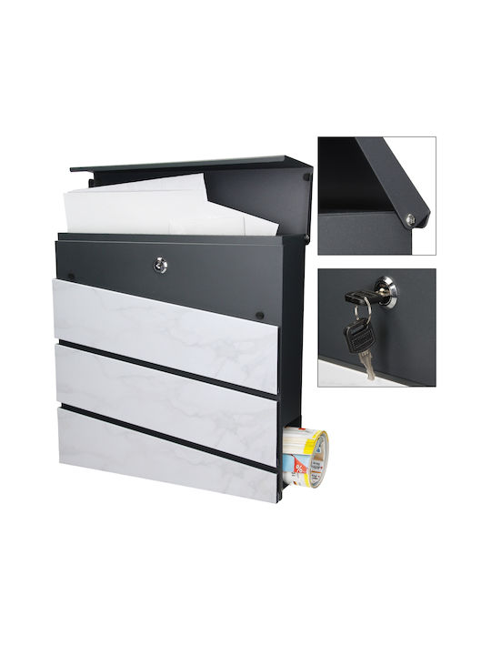 ML-Design Außenbereich Briefkasten Metallisch in Weiß Farbe 37x36.5x11cm