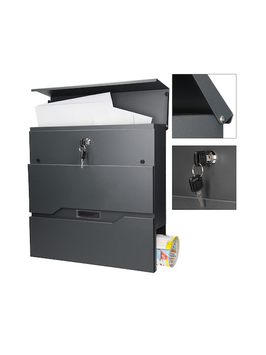 ML-Design Cutie Poștală pentru Exterior Metalic în Culoarea Gri 37x36.5x11cm
