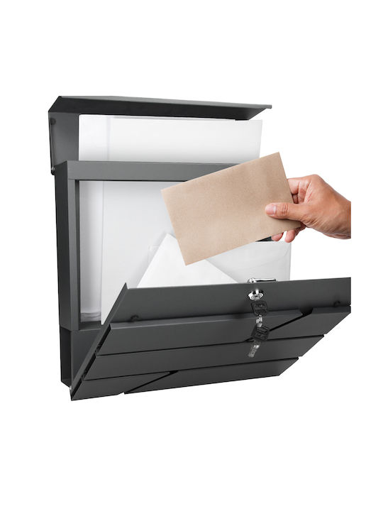 ML-Design Außenbereich Briefkasten Inox in Schwarz Farbe 37x11x37cm