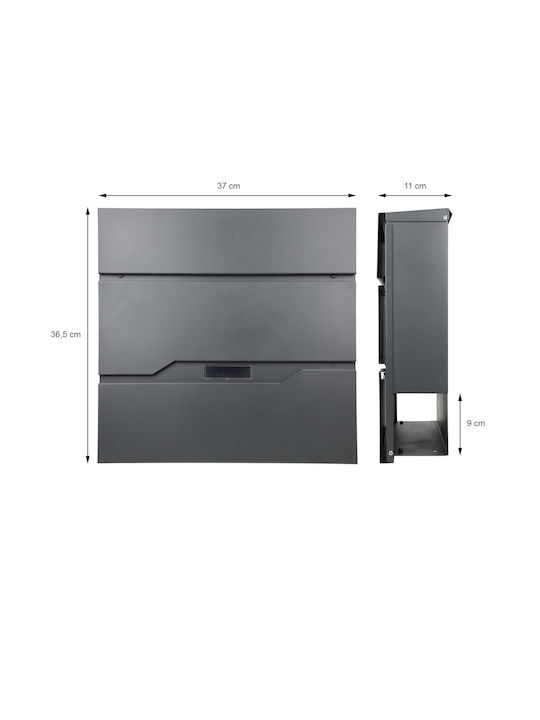 ML-Design Γραμματοκιβώτιο Εξωτερικού Χώρου Inox σε Μαύρο Χρώμα 37x11x36.5cm