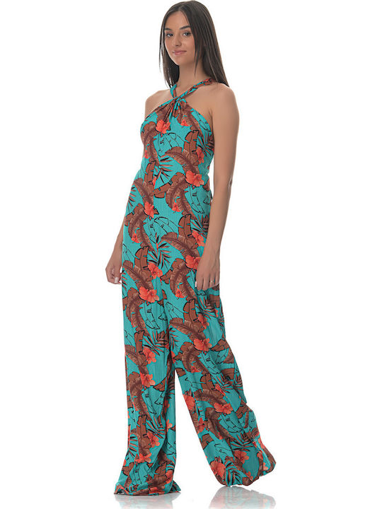 Women's Sleeveless One-piece Suit Turquoise