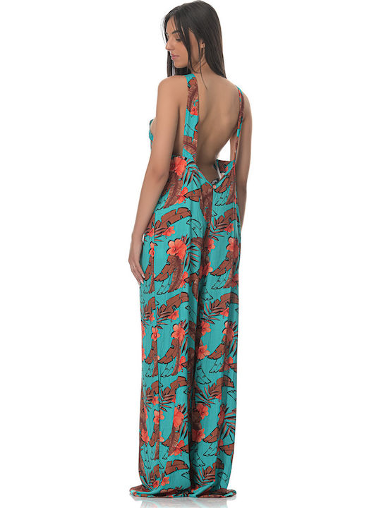 Women's Sleeveless One-piece Suit Turquoise