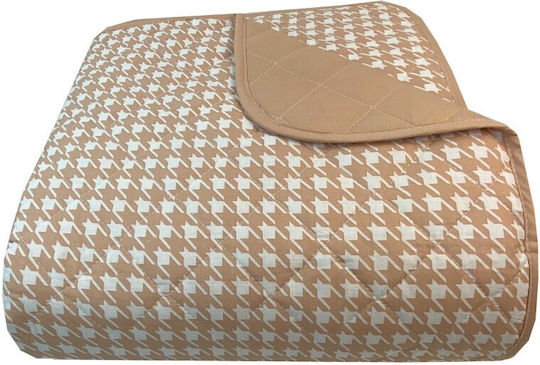 Astron Italy Pied De Poule Tagesdecke Übergröße Baumwolle Beige 220x240cm