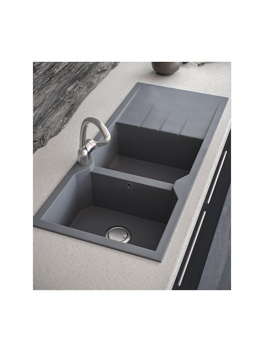 Sanitec Ultra Granite Drop-In Мивка от Синтетичен Гранит Ш116xД50см Графит