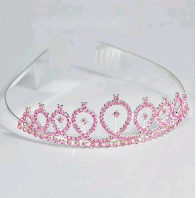 Metallic Birthday Party Crown Set with crystals and ribbon Birthday Girl Pink