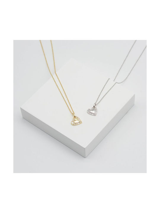 Amor Amor Necklace with design Heart from Gold Plated Silver with Zircon