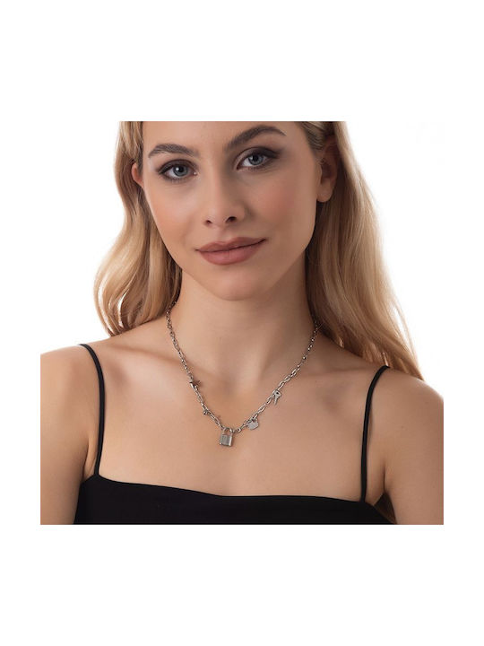 Amor Amor Halskette mit Design Herz aus Vergoldet Stahl
