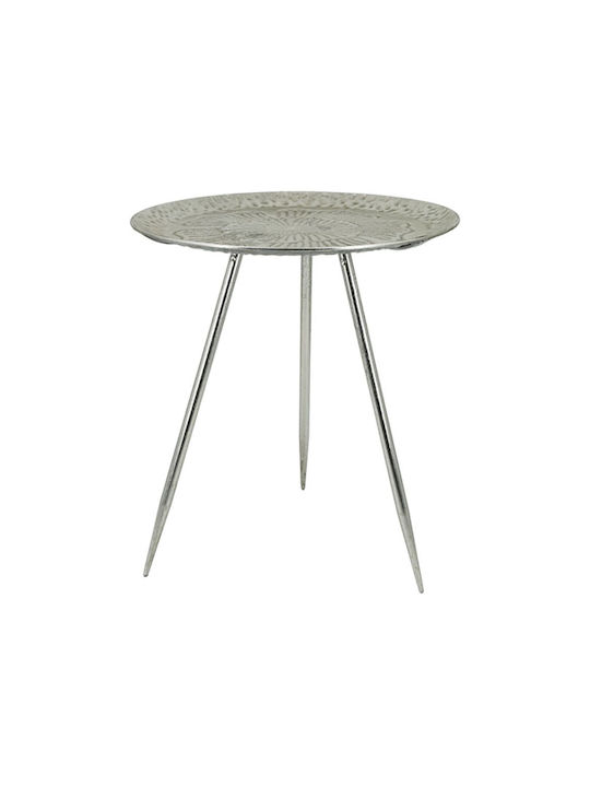 Masă Laterală Rotundă Metalică Argintie L54,5xl54,5xÎ57,5cm