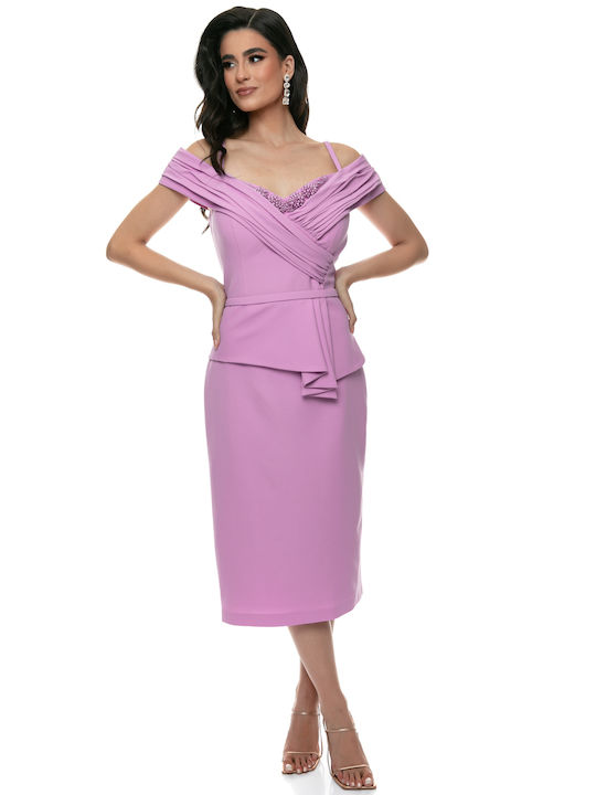 RichgirlBoudoir Summer Midi Dress Draped Purple