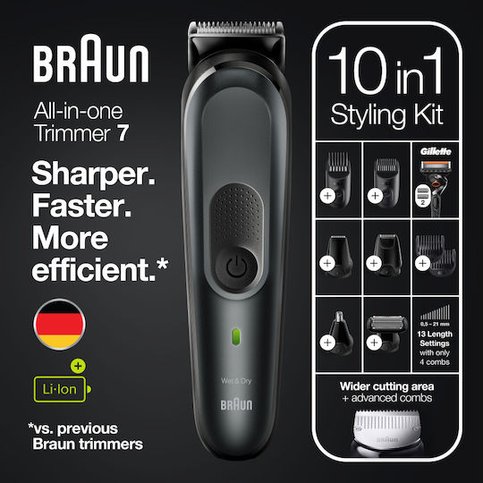 Braun All-in-one Trimmer 7 Set Rechargeable Hair Clipper Black MGK7321