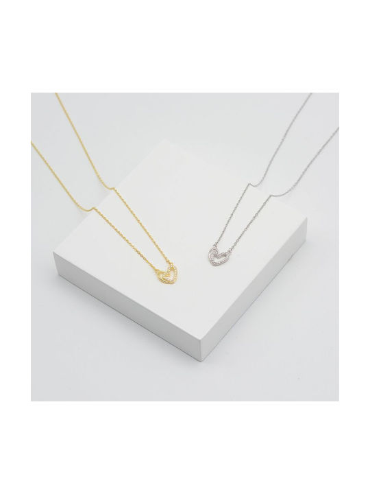 Amor Amor Necklace with design Heart from Gold Plated Silver with Zircon