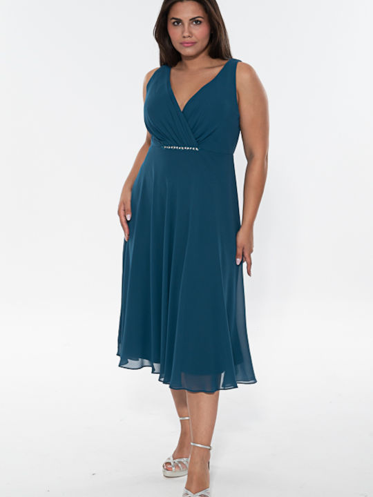 Emily The Strange Sommer Midi Kleid für Hochzeit / Taufe Blau