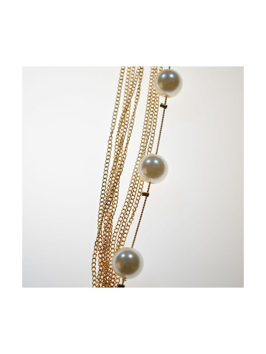 Bizoutaki Necklace with Pink Gold Plating with Pearls