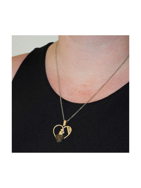 Bizoutaki Necklace with design Heart from Gold Plated Steel