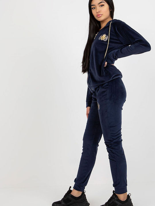 Relevance Damen-Sweatpants-Set Marineblau Samt